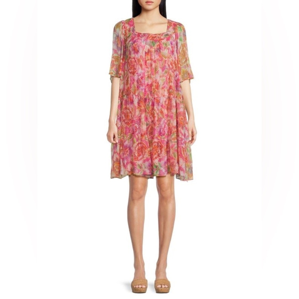 "Jade" Mari Tiered Silk Mini Dress Sz XL - NWOT - Picture 1 of 10